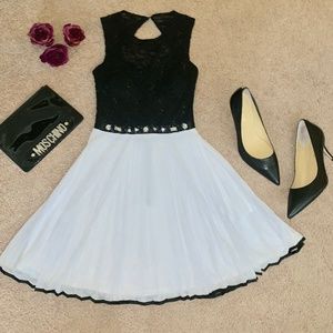 Sweet Black & White Formal Mini Dress